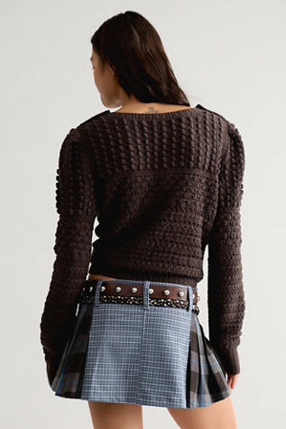 Женский свитер Free People Penny Crochet Cotton Pullover, цвет: Шоколадный — фото 2