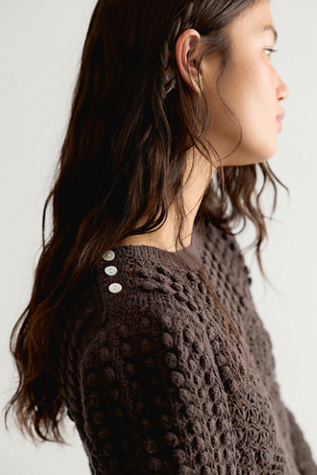 Женский свитер Free People Penny Crochet Cotton Pullover, цвет: Шоколадный — фото 4