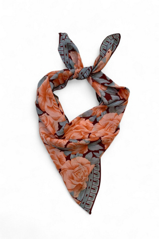 Vintage Mid-Century Rose Print Silk Scarf Selected by SharpLilTeeth