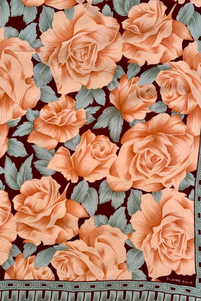 Vintage Mid-Century Rose Print Silk Scarf Selected by SharpLilTeeth #1