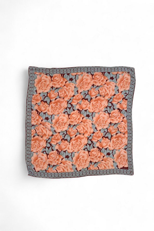 Vintage Mid-Century Rose Print Silk Scarf Selected by SharpLilTeeth #2