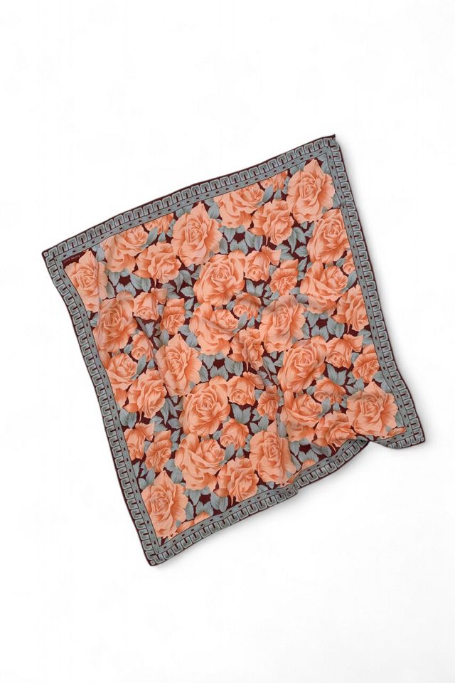 Vintage Mid-Century Rose Print Silk Scarf Selected by SharpLilTeeth #3
