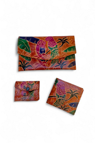 Vintage Embossed Tropical Leather Wallet Set Selected by SharpLilTeeth