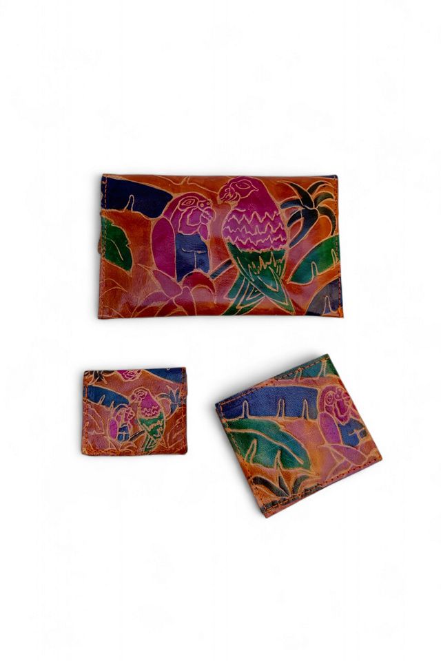 Vintage Embossed Tropical Leather Wallet Set Selected by SharpLilTeeth #1