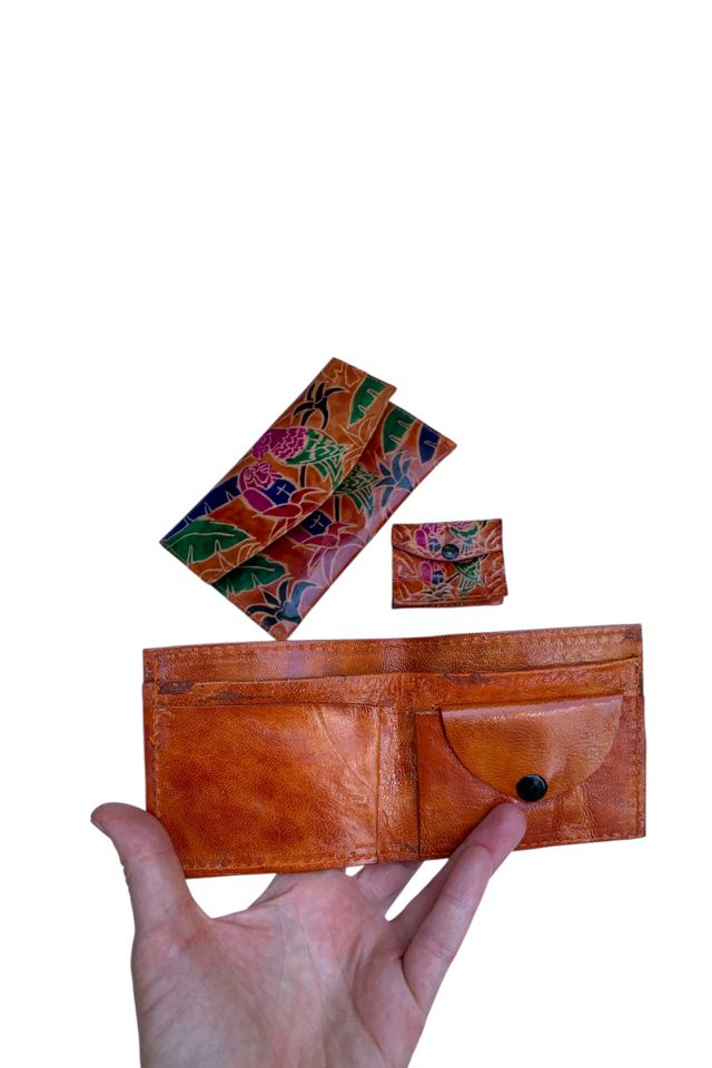 Vintage Embossed Tropical Leather Wallet Set Selected by SharpLilTeeth #2
