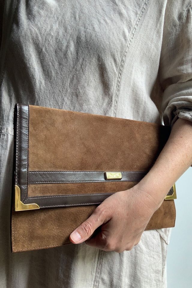 Vintage 1960s Suede Envelope Clutch Selected by SharpLilTeeth #1