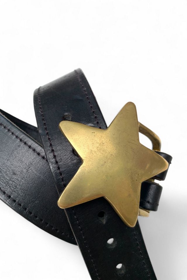 Vintage 1970s Brass & Leather Star Belt Selected by SharpLilTeeth #1