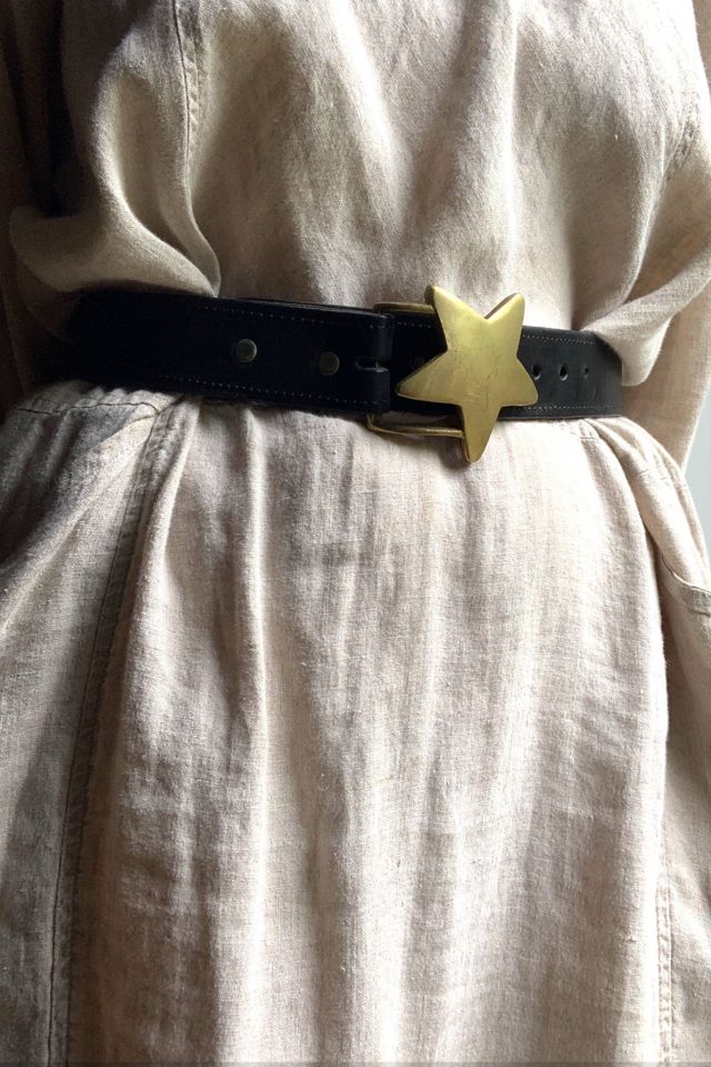 Vintage 1970s Brass & Leather Star Belt Selected by SharpLilTeeth #3