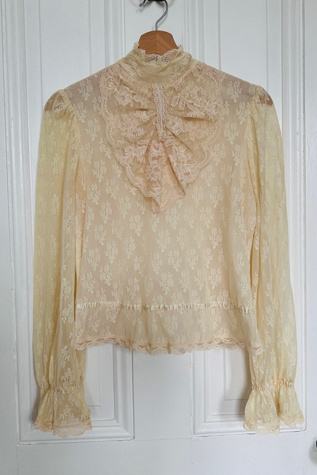 Vintage Heirloom Lace Blouse with Jabot Selected by KA.TL.AK