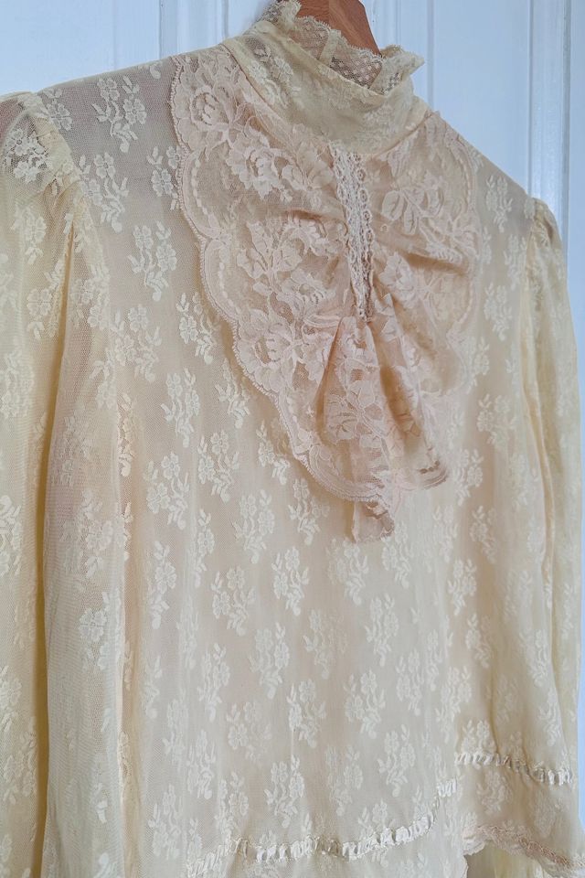 Vintage Heirloom Lace Blouse with Jabot Selected by KA.TL.AK #2