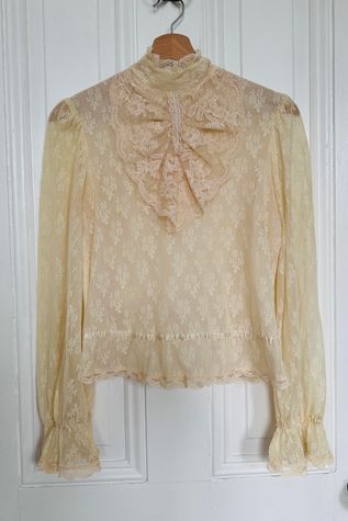 Vintage Heirloom Lace Blouse with Jabot Selected by KA.TL.AK