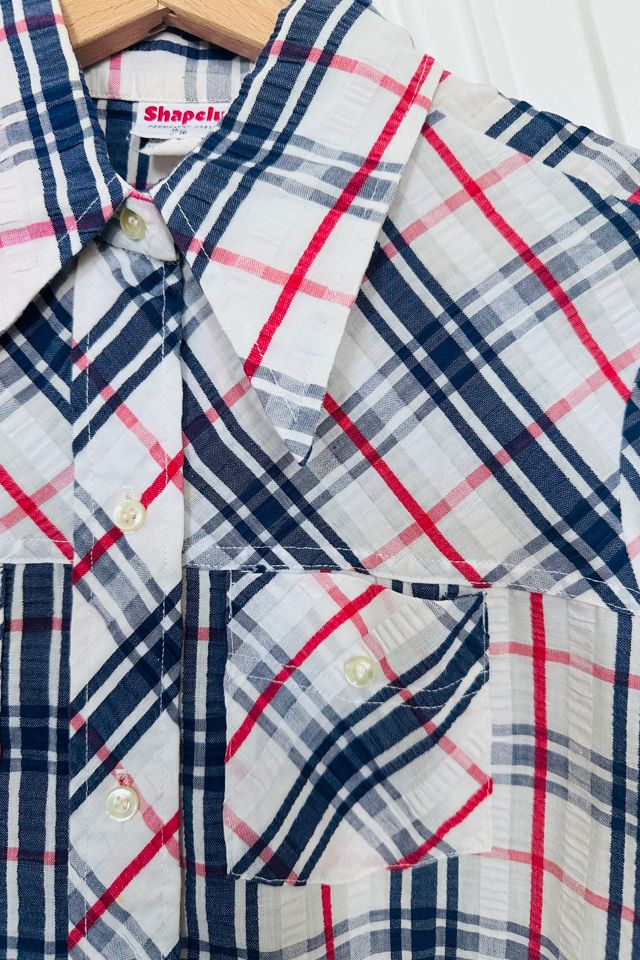 Vintage Red, White and Blue Plaid Seersucker Button Front Shirt Selected by KA.TL.AK #2