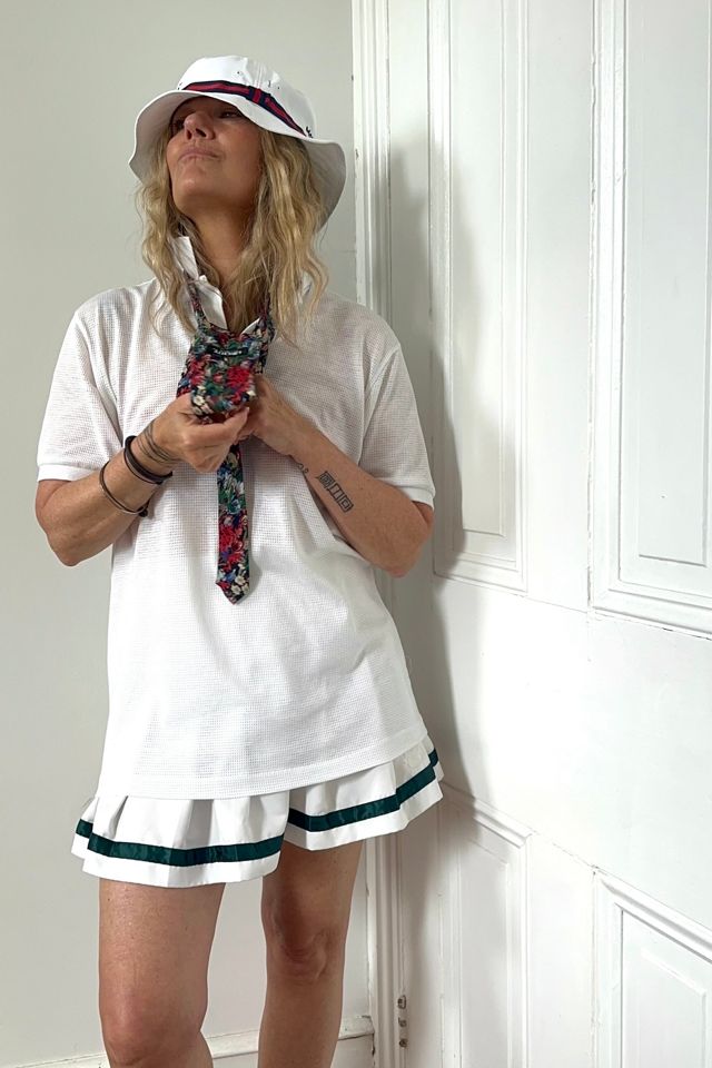 Vintage Boast USA White Pleated Tennis Skirt with Green Satin Ribbon Selected by KA.TL.AK #1