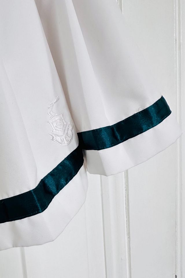 Vintage Boast USA White Pleated Tennis Skirt with Green Satin Ribbon Selected by KA.TL.AK #2