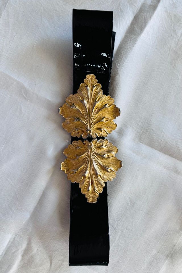 Vintage Black Patent Leather with Gold Tone Leaf Adjustable Belt Selected by KA.TL.AK #2