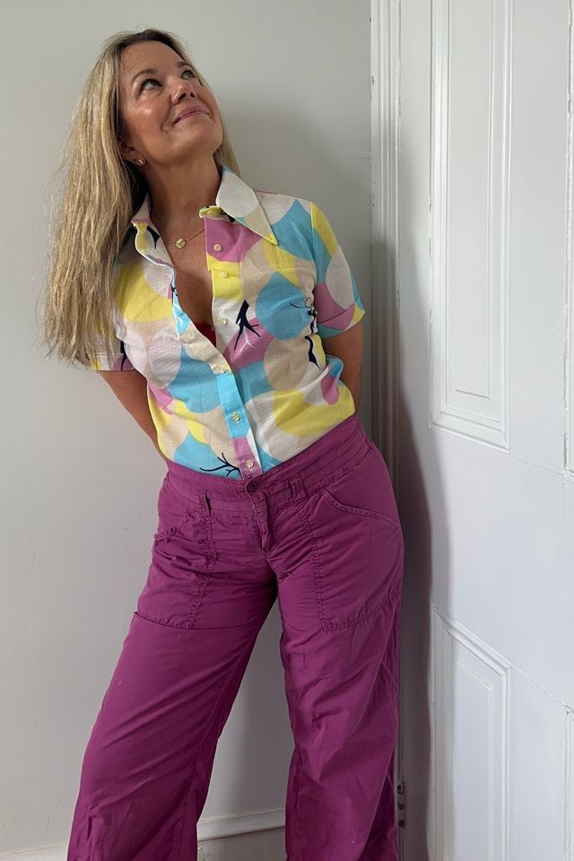 Vintage Pastel Abstract Patterned Button Up Shirt Selected by KA.TL.AK #1