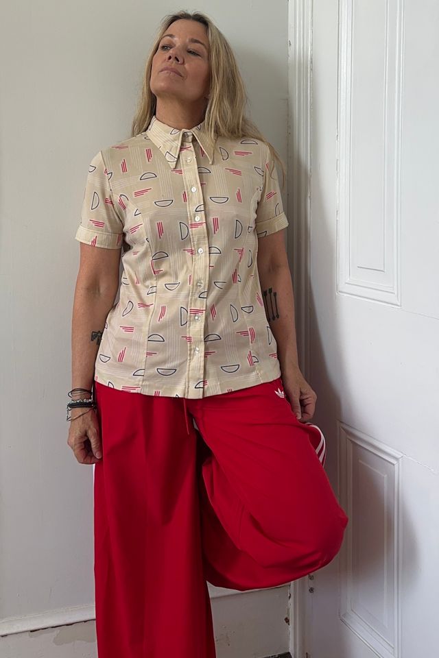 Vintage Fitted Button Up Shirt with Geometric Graphic Motif Selected by KA.TL.AK #2
