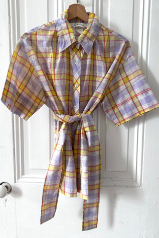 Vintage Lady Manhattan Plaid Sashed Button Front Shirt Selected by KA.TL.AK