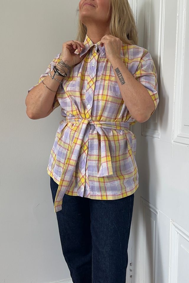 Vintage Lady Manhattan Plaid Sashed Button Front Shirt Selected by KA.TL.AK #3