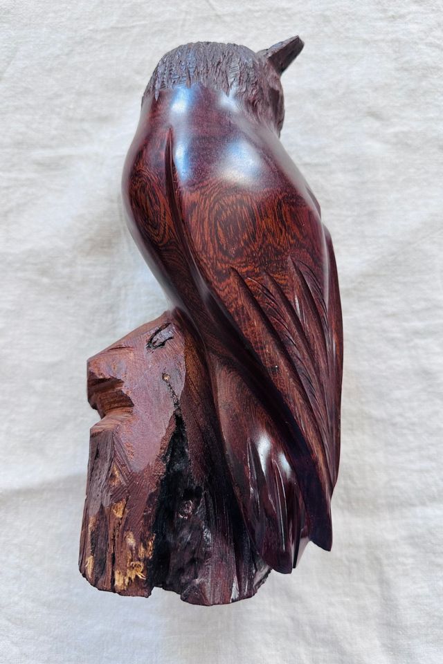Vintage Hand Carved Iron Wood Owl Sculpture Selected by KA.TL.AK #3