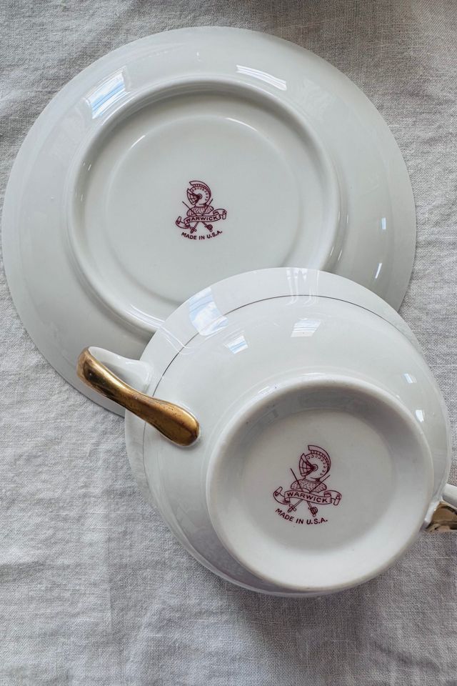 Vintage Set of Four Rose and Polka Dot Consomme Bowls with Saucers Selected by KA.TL.AK #3