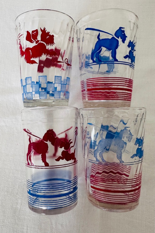 Vintage Set of Four Anchor Hocking Terrier Juice Glasses Selected by KA.TL.AK