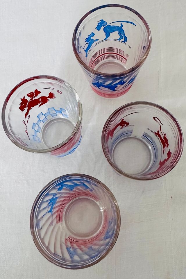 Vintage Set of Four Anchor Hocking Terrier Juice Glasses Selected by KA.TL.AK #1