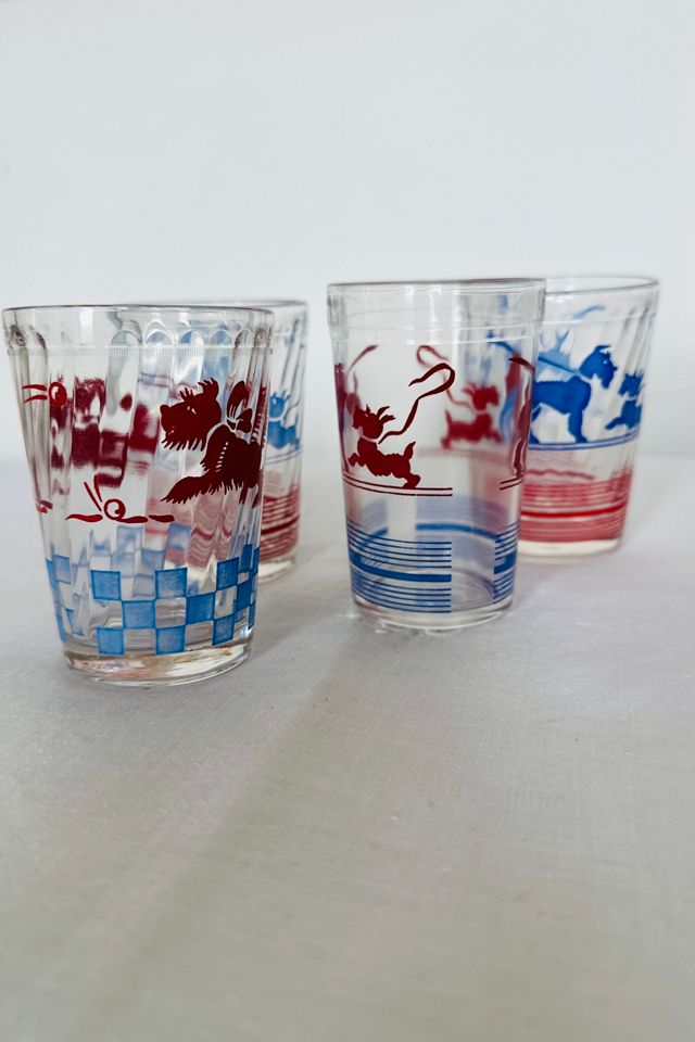 Vintage Set of Four Anchor Hocking Terrier Juice Glasses Selected by KA.TL.AK #2
