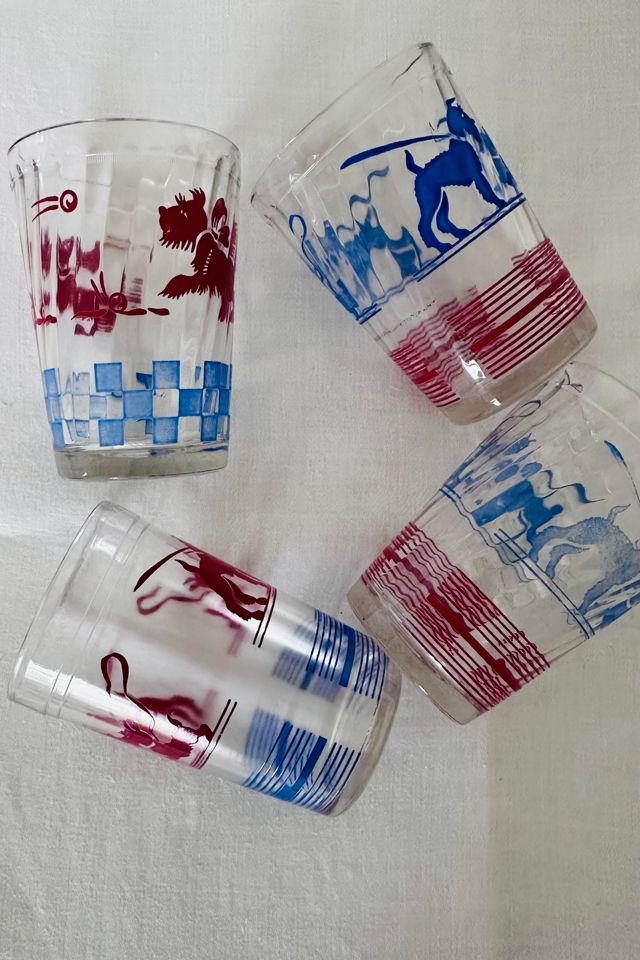 Vintage Set of Four Anchor Hocking Terrier Juice Glasses Selected by KA.TL.AK #3