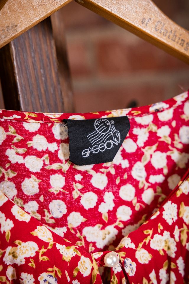 Vintage Sasson Red Floral Blouse Selected by Black Shag Vintage #2