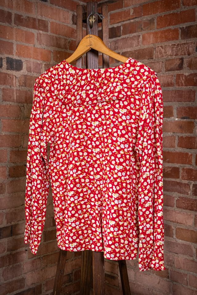Vintage Sasson Red Floral Blouse Selected by Black Shag Vintage #3