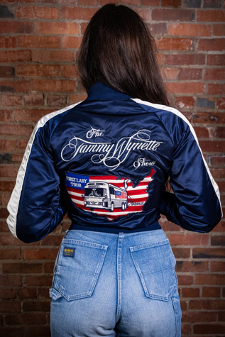 Vintage 70s Tammy Wynette The First Lady Tour Satin Bomber Tour Jacket Selected by Black Shag Vintage