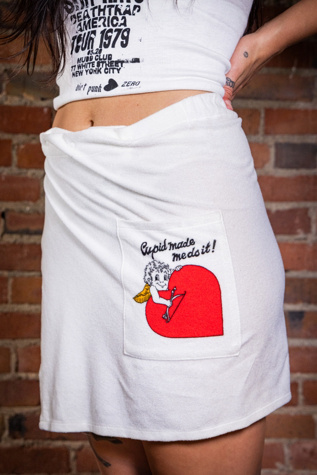 Vintage 80s Cupid Made Me Do Terry Cloth Skirt Selected by Black Shag Vintage