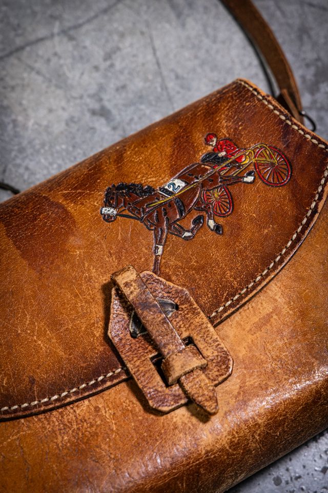 Vintage 70s Tooled "Jockey" Leather Bag Selected by Black Shag Vintage #1