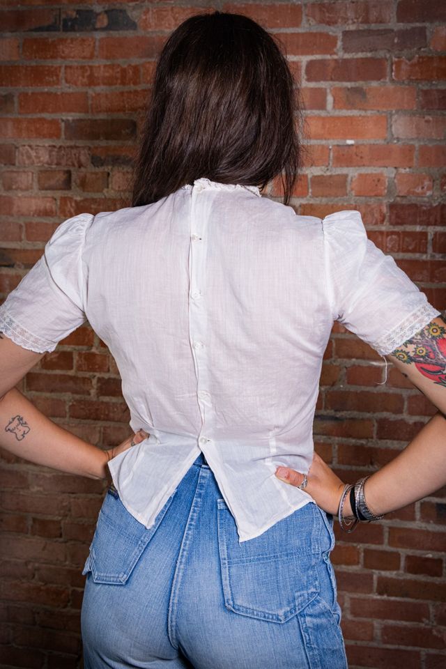Vintage 70s Judy Bond White Blouse Selected by Black Shag Vintage #1
