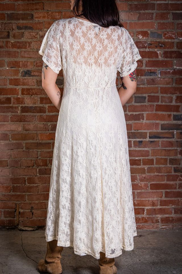 Vintage 70s Lace Dress with Slip Selected by Black Shag Vintage #1