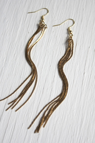 Vintage Gold Fringe Dangle Earrings Selected By Moons + Junes Vintage