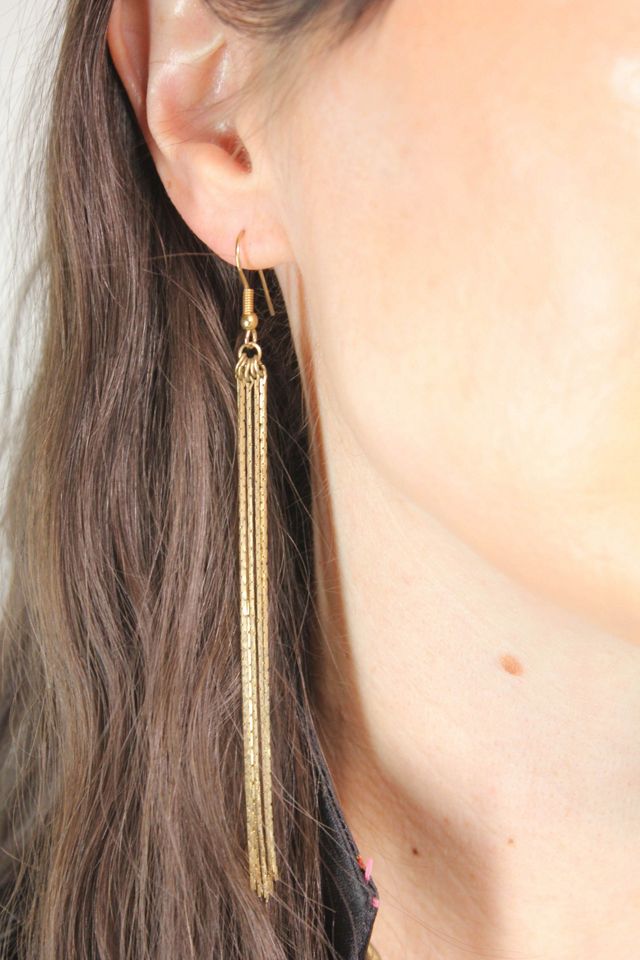 Vintage Gold Fringe Dangle Earrings Selected By Moons + Junes Vintage #1