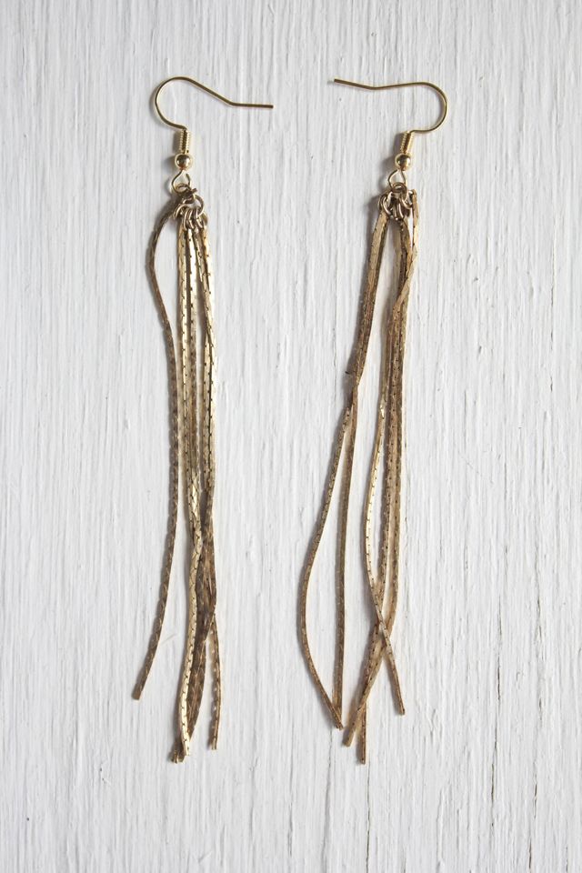Vintage Gold Fringe Dangle Earrings Selected By Moons + Junes Vintage #2