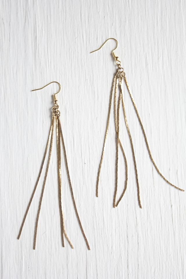 Vintage Gold Fringe Dangle Earrings Selected By Moons + Junes Vintage #3