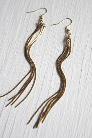 Vintage Gold Fringe Dangle Earrings Selected By Moons + Junes Vintage
