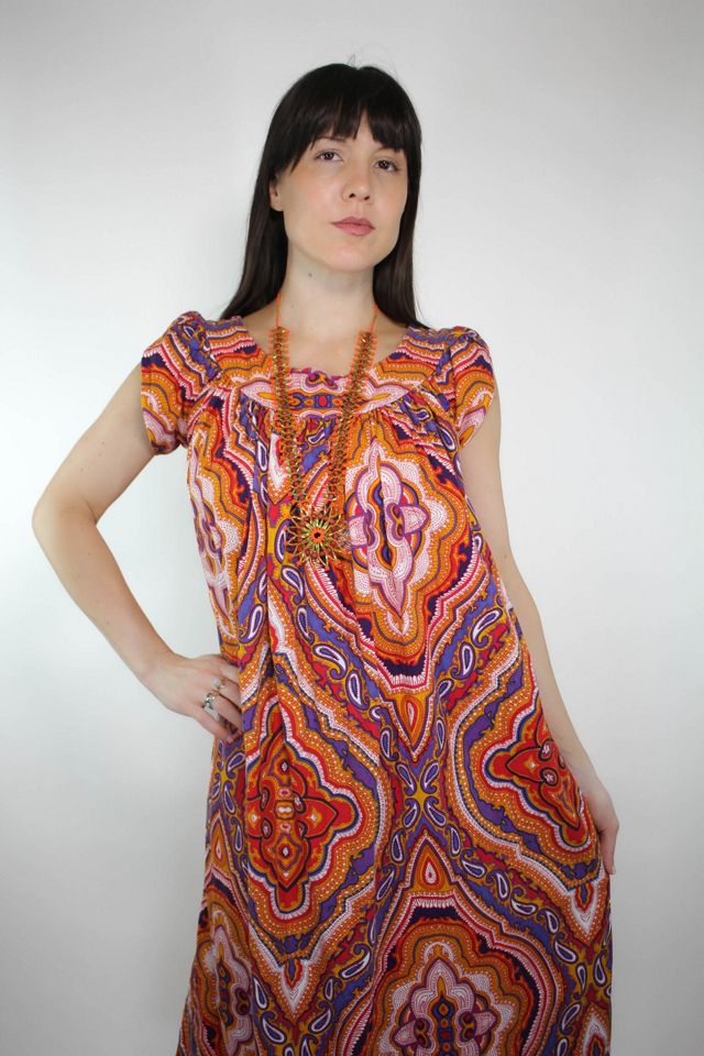 1970s Hawaiian Psychedelic Paisley MuuMuu Maxi Dress Selected By Moons + Junes Vintage #3