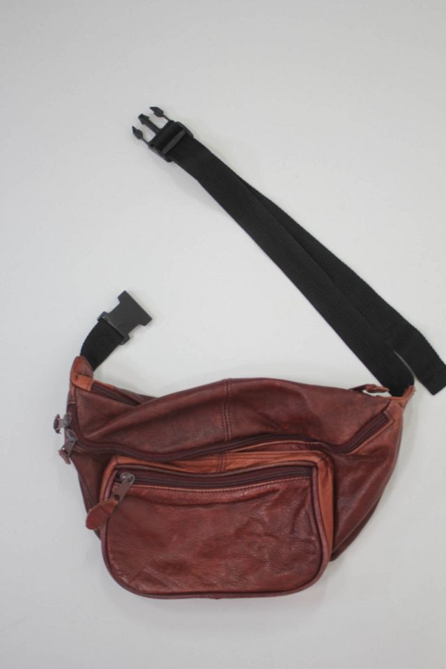 Vintage Burgundy Distressed Leather Fanny Pack Selected By Moons + Junes Vintage #2