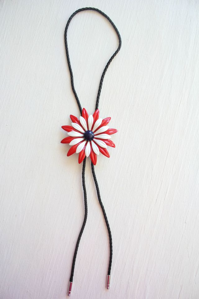 Upcyled Vintage Americana Flower Bolo Tie Selected By Moons + Junes Vintage #2