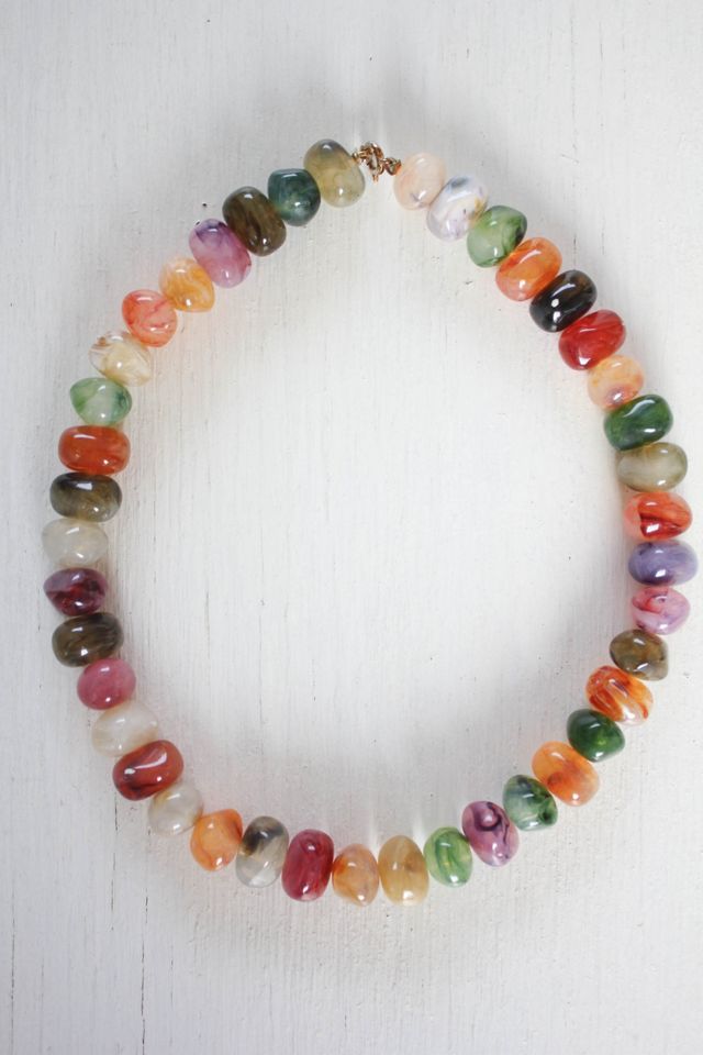 Vintage Rainbow Gemstone Beaded Collar Necklace Selected By Moons + Junes Vintage #2