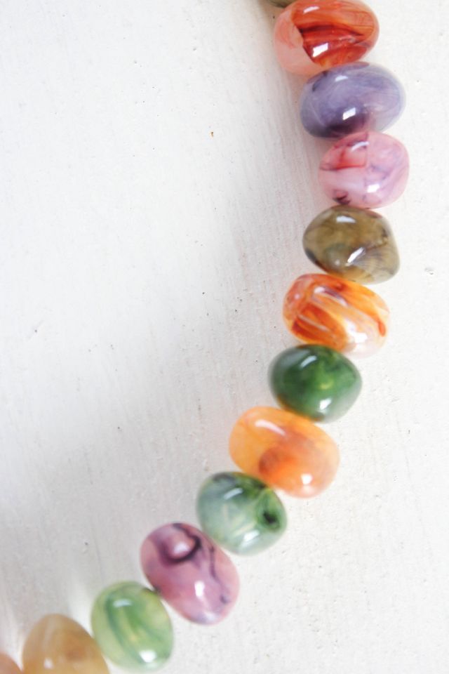 Vintage Rainbow Gemstone Beaded Collar Necklace Selected By Moons + Junes Vintage #3