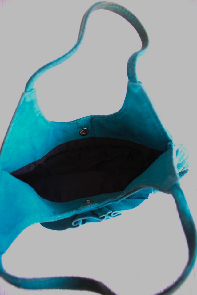 Y2K Vintage Turquoise Flower Suede Handbag Selected By Moons + Junes Vintage #2