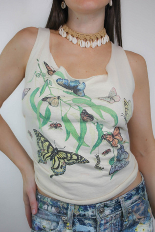 Vintage Reworked Butterfly Tank Top Selected By Moons + Junes Vintage