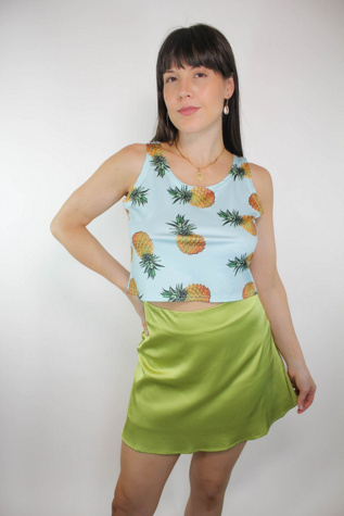 Vintage Pineapple Print Crop Top Selected By Moons + Junes Vintage