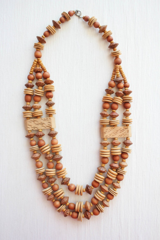 Vintage Wooden Beaded Chunky Statement Necklace Selected By Moons + Junes Vintage